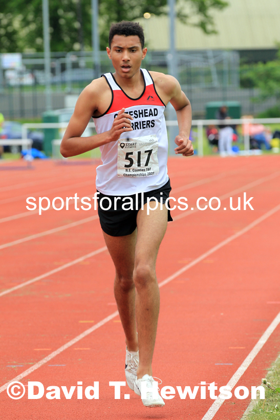 Men and Boys 3000 metres, 2022 North Eastern Track and Field Champs., Middlesbrough. David T. Hewitson/Sports for All Pics